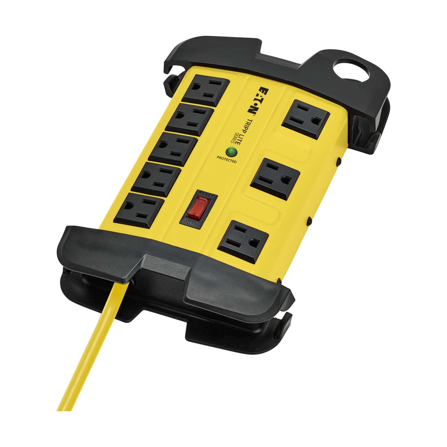 Tripp Lite Eaton TLM825SA Heavy Duty Power Strip with Surge Protection, 8 Outlets, 3900 Joules, Yellow Metal Housing, 25ft Cord, Keyhole Mounting