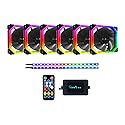 Apevia PN6P2-RGB Phoenix 120mm Silent Dual-Ring RGB Color Changing LED Fan with Remote Control, 16x LEDs & 8X Anti-Vibration Rubber Pads w/ 2 Magnetic