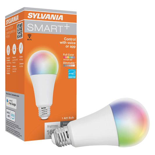 Sylvania WiFi LED Smart Light Bulb, 14.5W, Full Color and Tunable White A21, Dimmable, for Alexa, Siri Shortcuts, and Google Home Only - 1 Pack