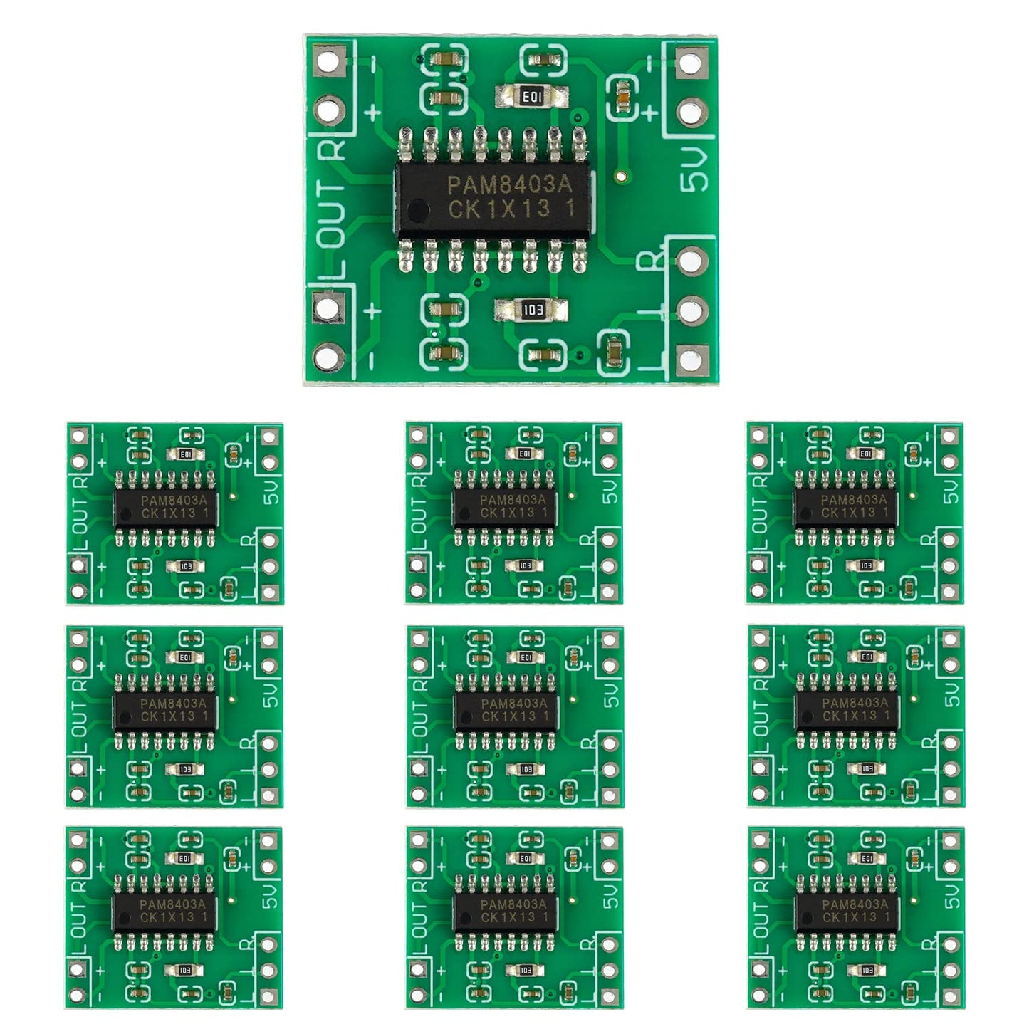 EPLZON PAM8403 Ultra Mini Digital Power Amplifier Board 2×3W Class D 2.5-5V Input can be Powered by USB(Pack of 10 pcs)