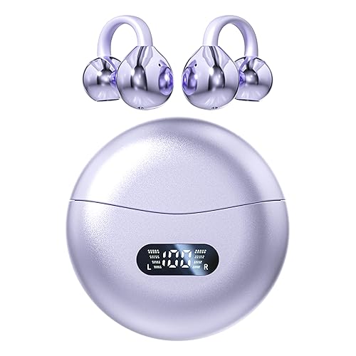 MAcnas Open Ear Clip Headphones Wireless Earbuds Bluetooth 5.4 Sports Earphones Wireless Charging Case & LED Power Display Waterproof Fitness…
