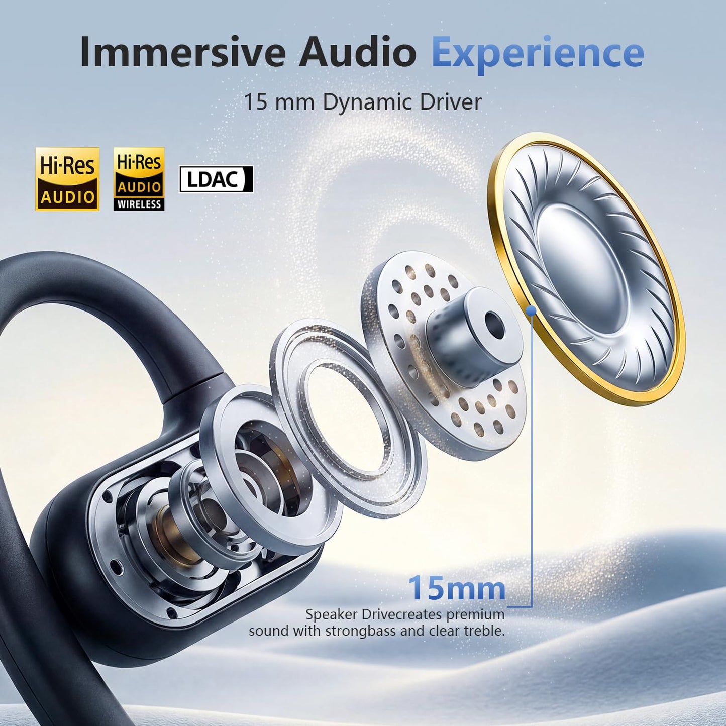PPBP Open Ear Headphones Wireless Bluetooth 6.1, Over Ear Earbuds with Ergonomic Earhooks, 40H Playtime Sports Wireless Earbuds, IPX6 Waterproof