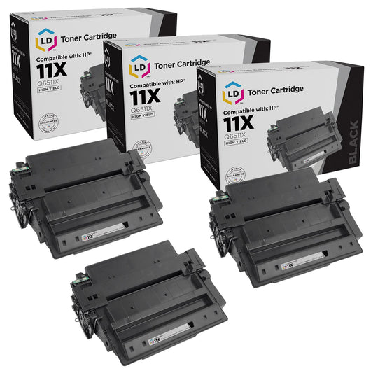LD Compatible Toner Cartridge Replacement for HP 11X Q6511X High Yield (Black, 3-Pack) Compatible with LaserJet Printers 2420 2420d 2420dn 2420n 2430