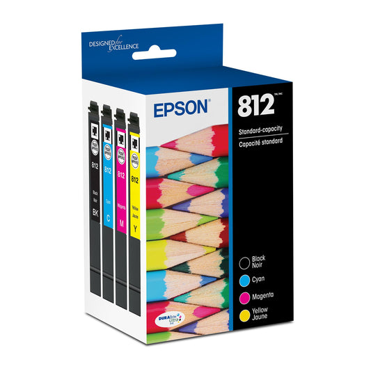 EPSON 812 DURABrite Ultra Ink Standard Capacity Black & Color Cartridge Combo Pack (T812120-BCS) Works with WorkForce Pro WF-7310 ,7820, 7840