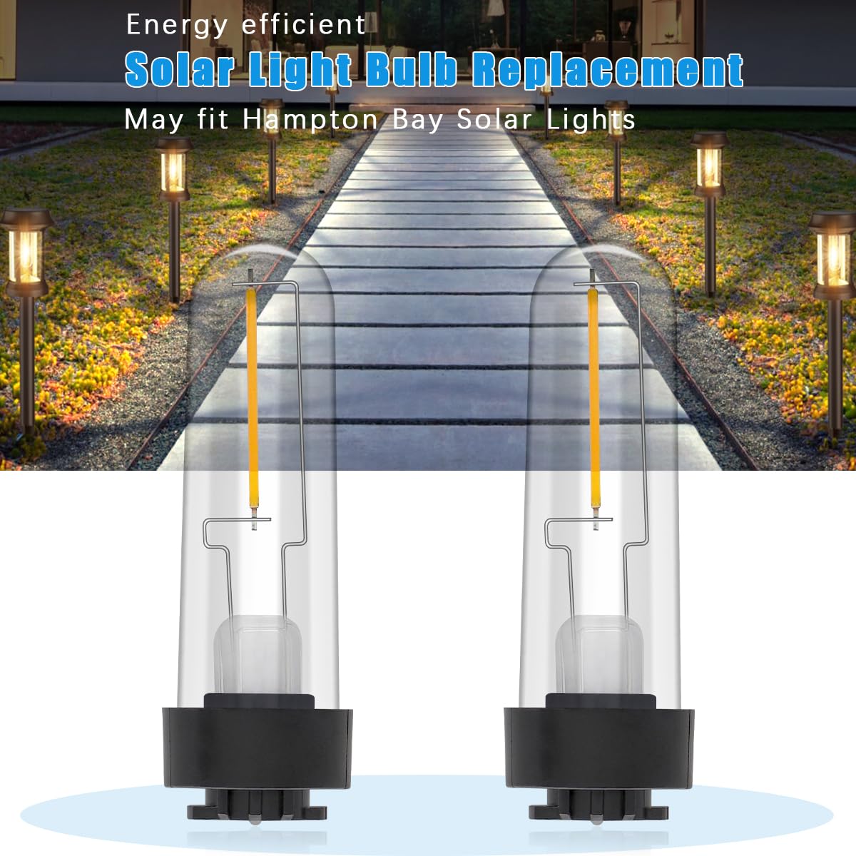 enwant Solar Light Bulb Replacement May Fit Hampton Bay Solar Light 3V Warm White Solar Lightbulb Outdoor Indoor for Yard Garden Pathway, 2 Pack