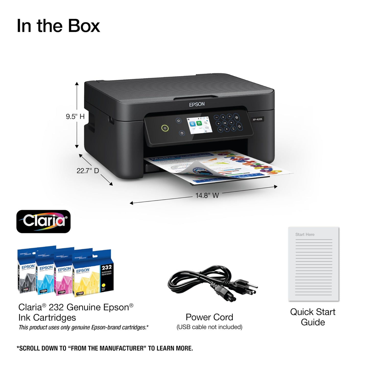 Epson Expression Home XP-4205 Wireless Color All-in-One Printer, Scan Copy, Automatic 2-Sided Printing, Borderless Photos and 2.4" Colorful Display