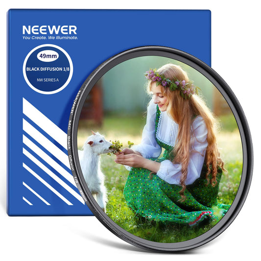 NEEWER 49mm Black Diffusion 1/8 Filter Soft Dreamy Cinematic Effect Filter Ultra Slim Water Repellent Scratch Resistant Optical Glass, Multi Nano