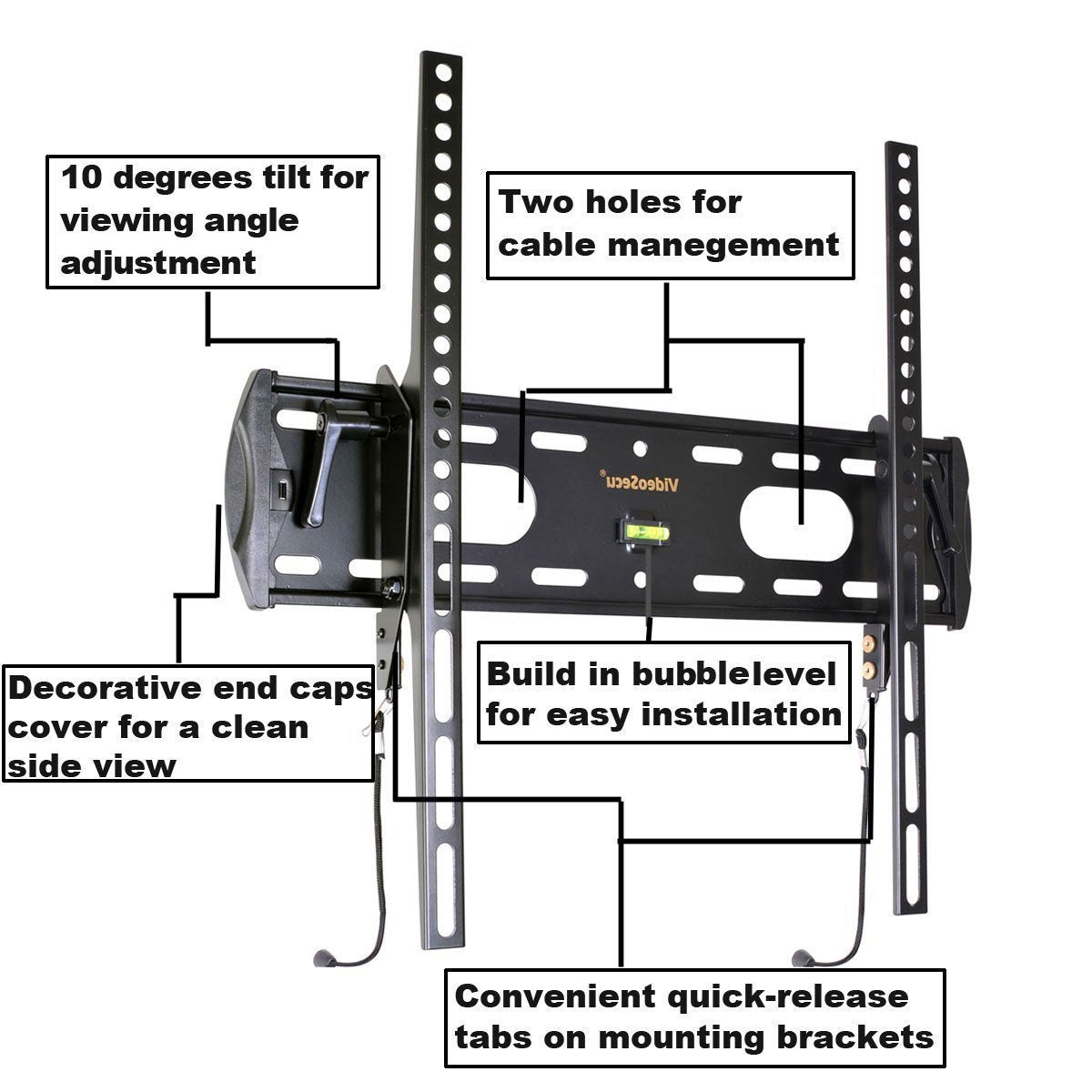 VideoSecu Tilting LCD LED Plasma Flat Panel TV Wall Mount for Philips 26PFL4507/F7 32PFL5708/F7 32PFL4907/F7 32PFL4909/F7 32PFL4609/F7 32PFL3509/F7