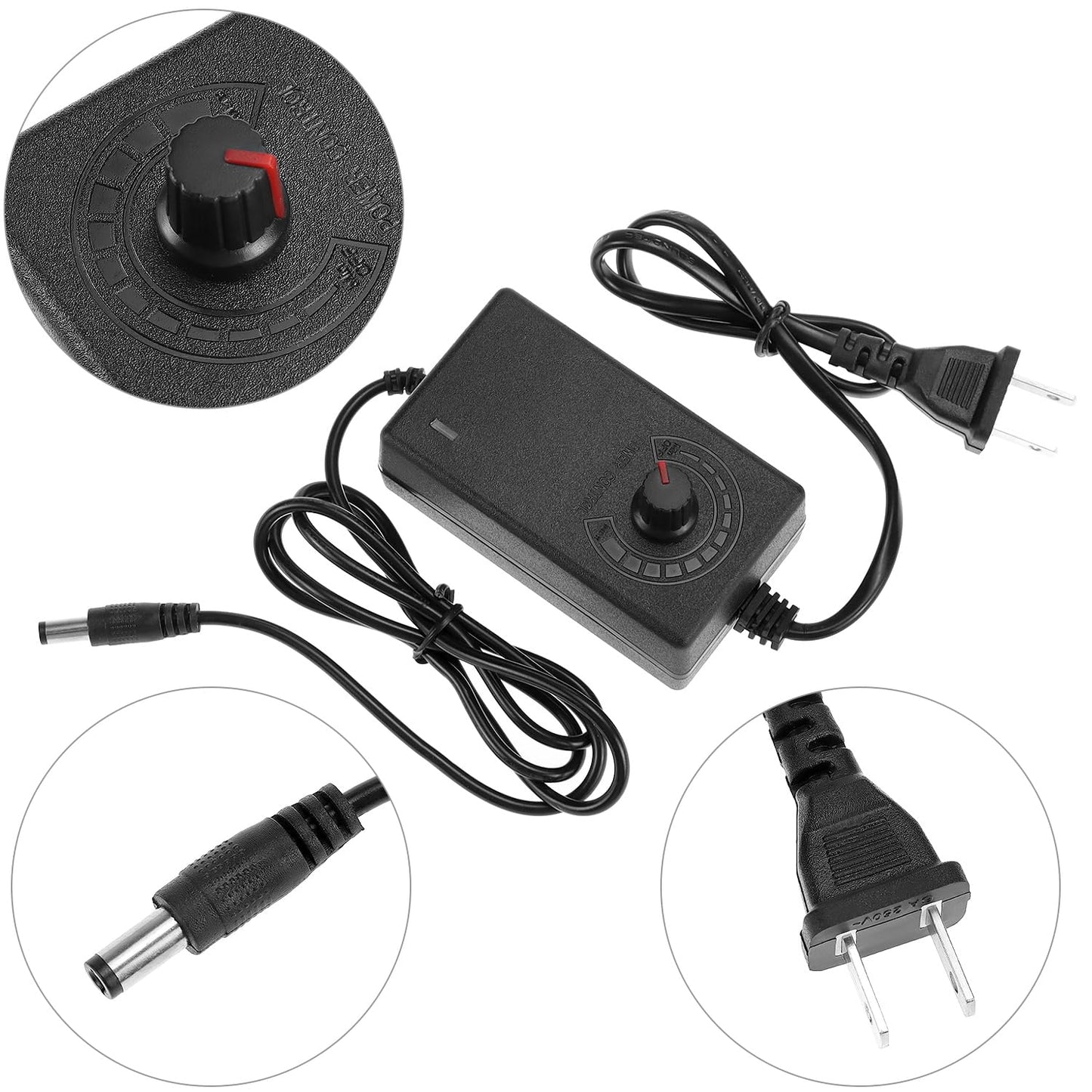 QWORK Dual Ball 120mm Triple Cooling Fan Kit with Variable Speed Controller, AC Plug DC 12V, 62 CFM, Dual-Ball Bearings