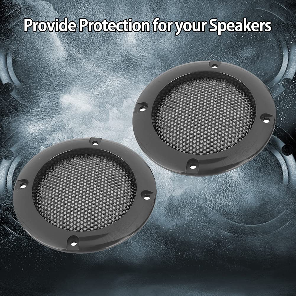 Zopsc Car Speaker Protective Cover, 2 Inch, Steel Mesh, Black, Decorative Circle Grille, Pack of 2 with Screws