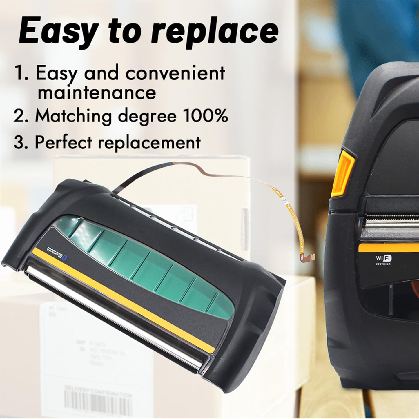 P1107244-101 Media Cover for Zebra ZQ521 Mobile Printer, Contaion ZQ521 Black Bar Sensor, ZQ521 Kit Platen Roller & Tear Bar ZQ 521