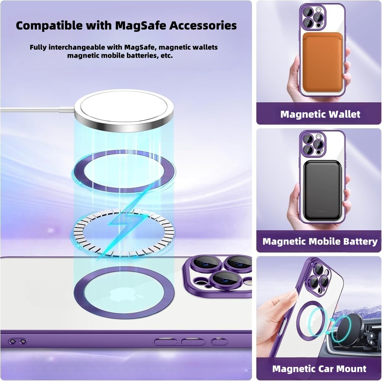 4 Pack Multicolored Universal Metal Rings Compatible with Magsafe Sticker,Magnetic Ring Ultra-Thin(0.4mm) for Phone Cases & Wireless Charging (2Pack
