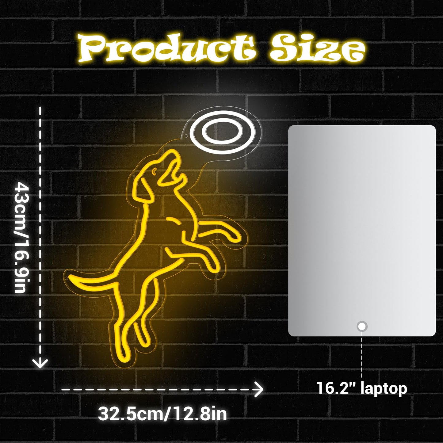 CrazyGazelle Dog Frisbee Neon Sign for Wall Decor, Golden Retriever LED Neon Sign Light for Living Room, Ideal Funny Gift for Dog Moms lovers, Pet