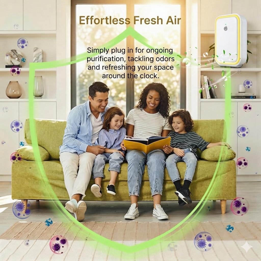 Plug In Air Ionizer Negative Ion Air Purifiers Quiet Air Freshener for Home Bedroom Office Basement - Portable Mini Air Cleaner Odor, Smoke, Dust, Pet
