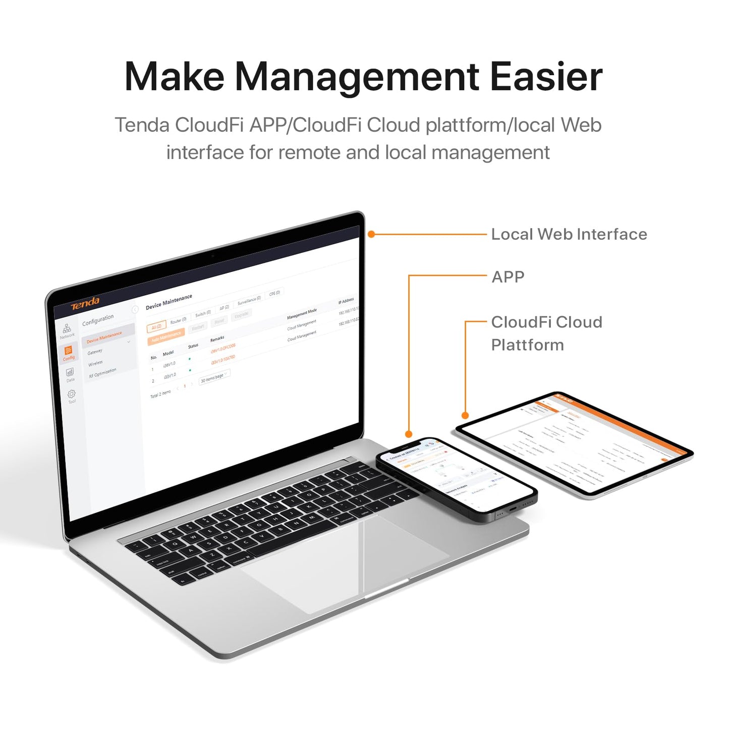 Tenda i36 Wi-Fi 7 Ceiling Mount Access Point, Dual-Band BE5010, Up to 5010 Mbps, 2.5G PoE+ Port, MU-MIMO, Seamless Roaming, Cloud Management, WPA3