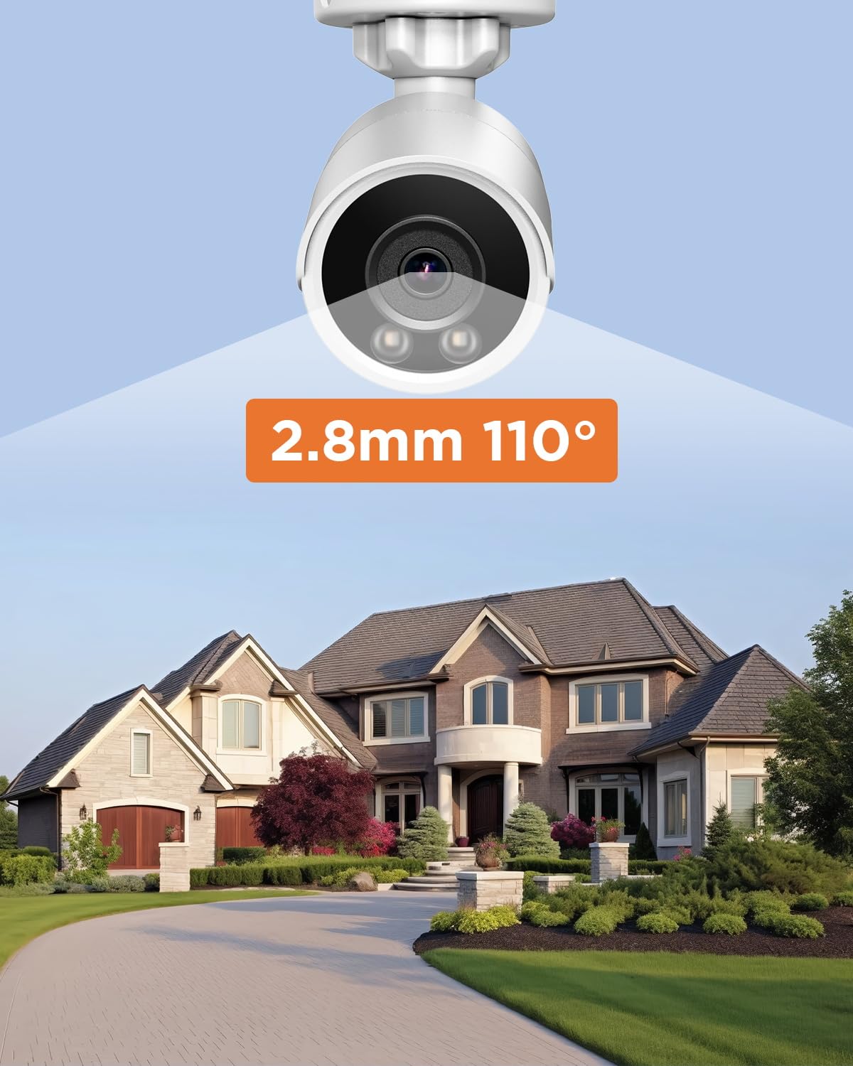 PANOOB 4K Security Camera Outdoor/Indoor, 8MP POE IP Bullet Surveillance Camera with Built-in Mic, AI Persion/Vehicle Detection, 2.8mm Lens, IP67