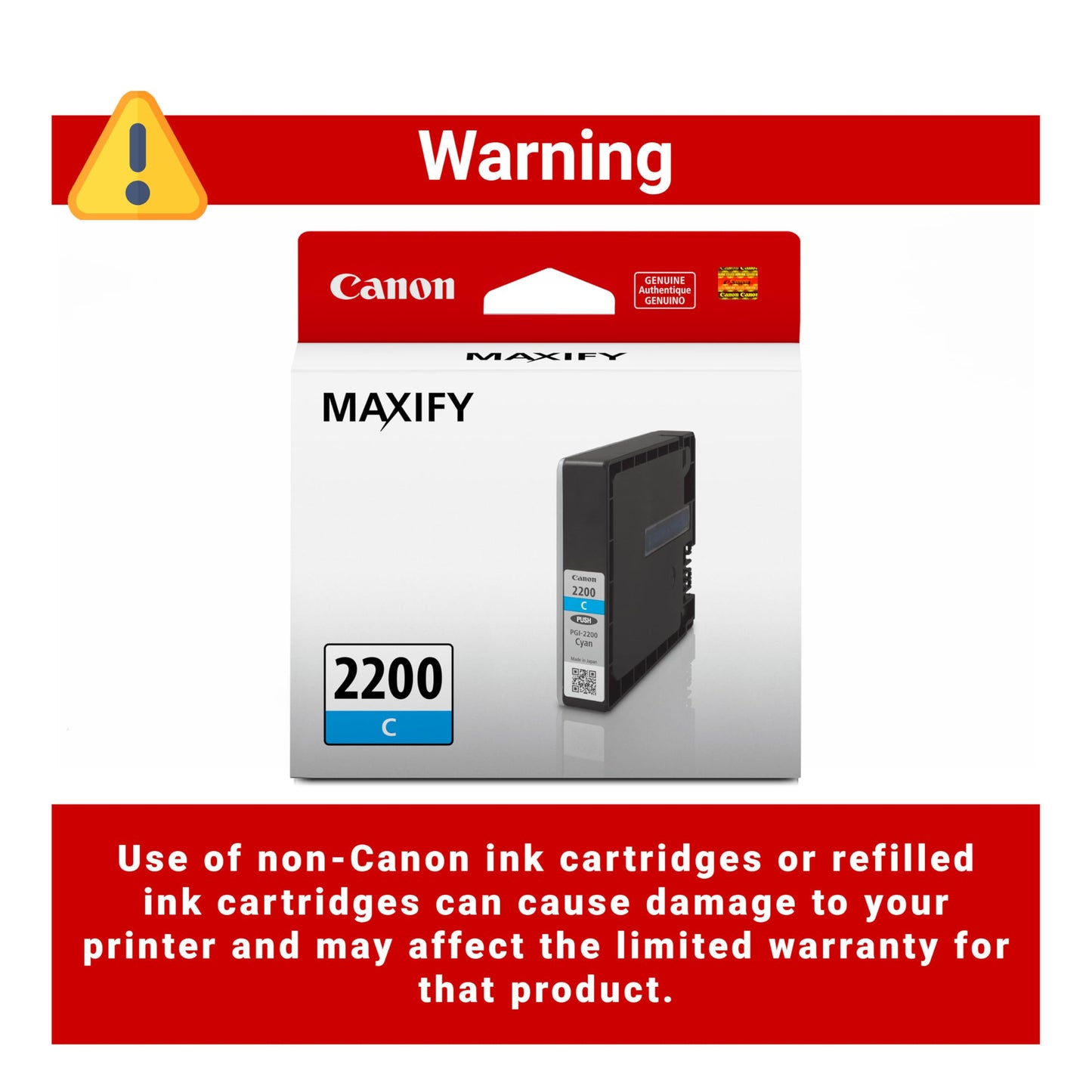 Canon PGI-2200 Genuine Cyan Ink Tank, Compatible with IB4120, MB5420, MB5120, IB4020, MB5020, and MB5320 Printers