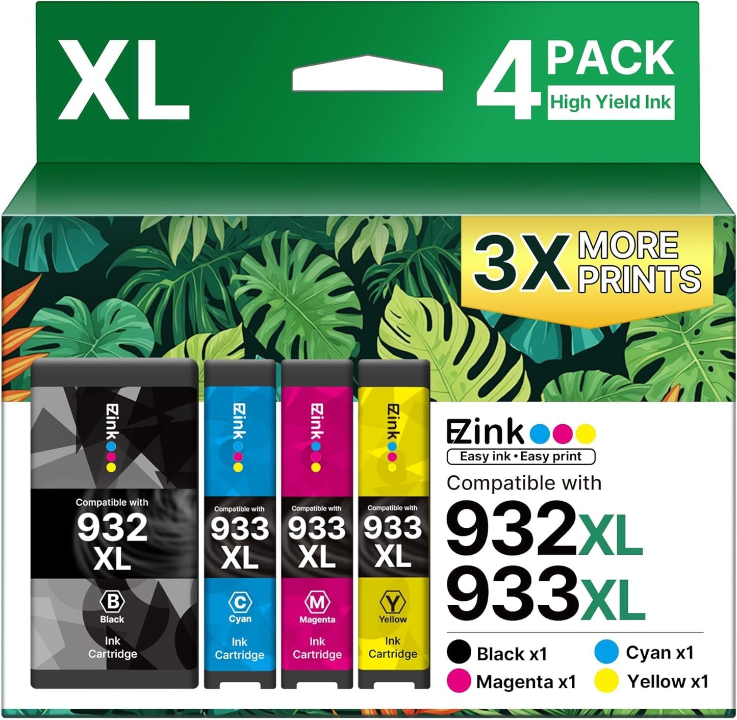 E-Z Ink Compatible Ink Cartridge Replacement for HP 932xl 933xl Ink cartridges Combo Pack to use with Officejet 6600 6100 6700 7110 7510 7610 7612
