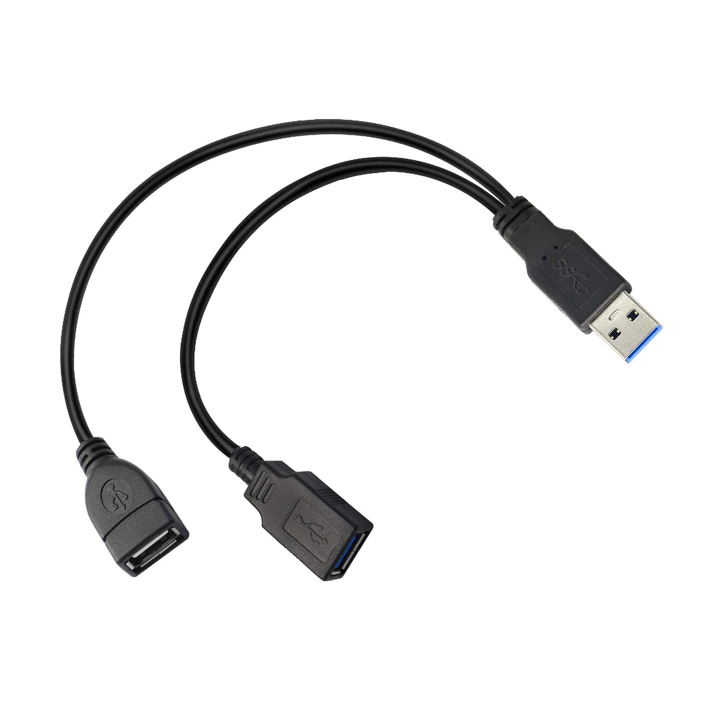 GINTOOYUN USB 3.0 Splitter Cable,USB Type A 3.0 Male to 3.0 Female and 2.0 Female Y Extension Splitter Cable for PC,Laptop,Length 30cm