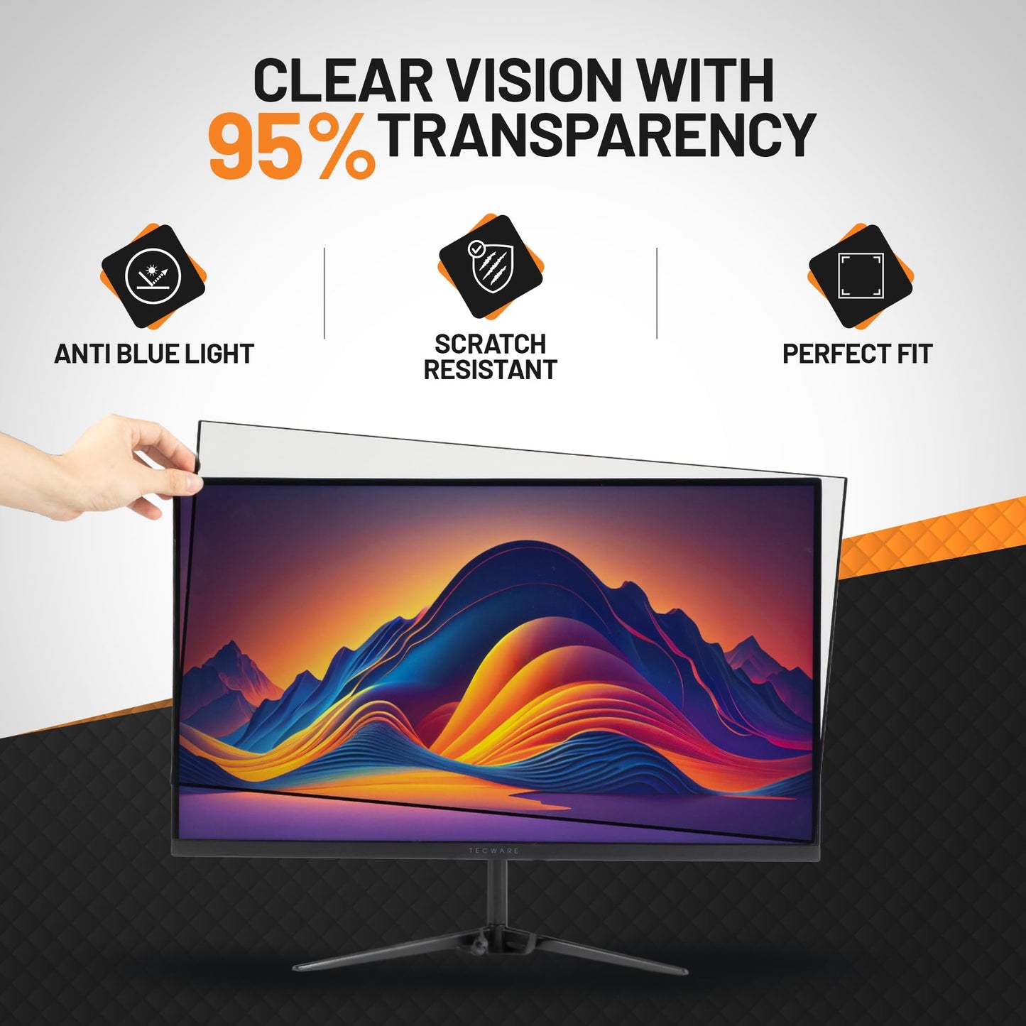 Tecgear Privacy Screen Filter 27 Inch Anti Spy Monitor Filter | Anti Glare Blue Light Blocking Screen Protector | 60 Degree Viewing Angle Computer