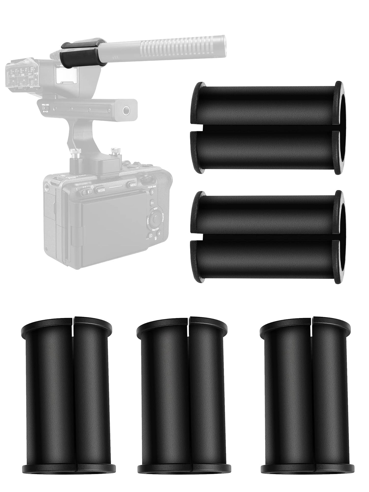 Etour 6 Pcs Microphone Shock Mount Rubber Spacer Tube Microphone Sleeve Washer Compatible with Sony Camcorder Rode NTG, Sennheiser MKH Shotgun Mic