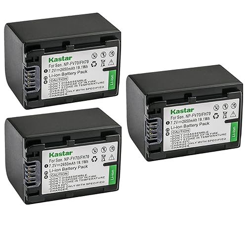 Kastar 3-Pack NP-FV70 Battery Replacement for Sony HDR-PJ200, HDR-PJ220, HDR-PJ230, HDR-PJ260, HDR-PJ26, HDR-PJ30, HDR-PJ320, HDR-PJ330, HDR-PJ340
