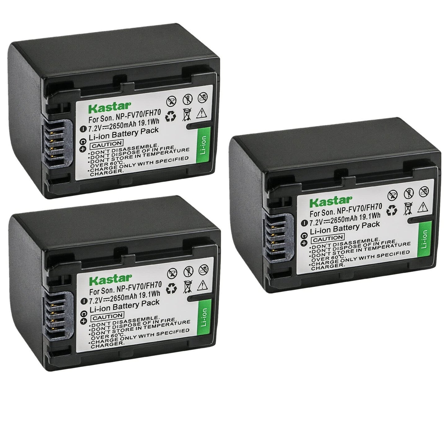 Kastar 3-Pack NP-FV70 Battery Replacement for Sony HDR-PJ200, HDR-PJ220, HDR-PJ230, HDR-PJ260, HDR-PJ26, HDR-PJ30, HDR-PJ320, HDR-PJ330, HDR-PJ340