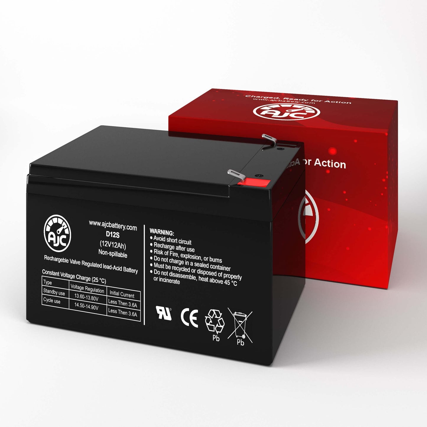 AJC Battery Compatible with Leoch DJW12-12 12V 12Ah Sealed Lead Acid Battery