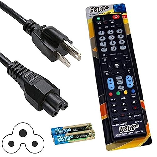 HQRP AC Power Cord and Remote Control Compatible with LG 55LN5100 55LN5200 55LN5310 55LN5400 55LN5600 55LN5700 HDTV LCD LED Plasma TV