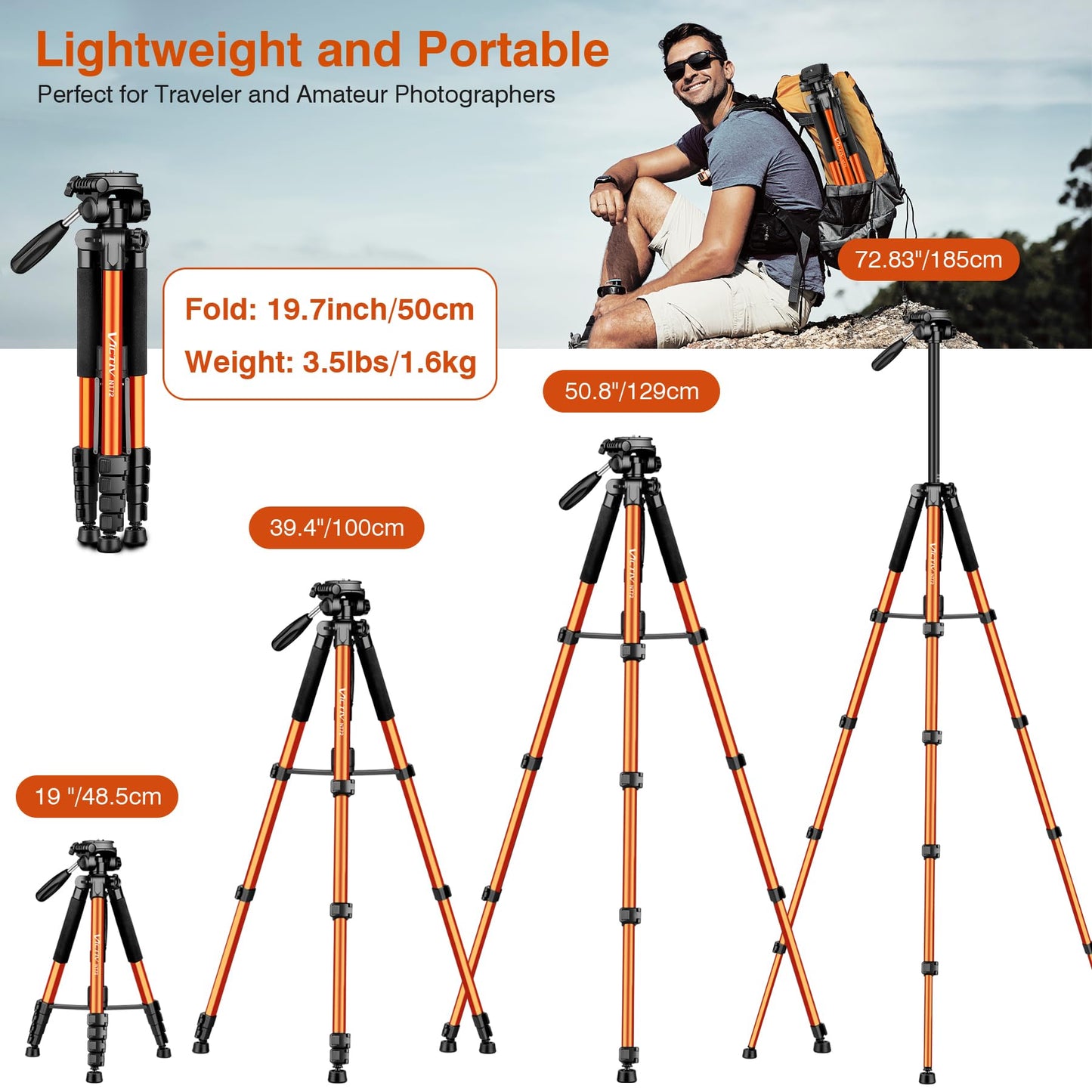 Tripod for Camera, 72" Tall Camera Tripod & Monopod with Remote, Professional Heavy Duty Compact Camera Stand for Phone, DSLR, Spotting Scope