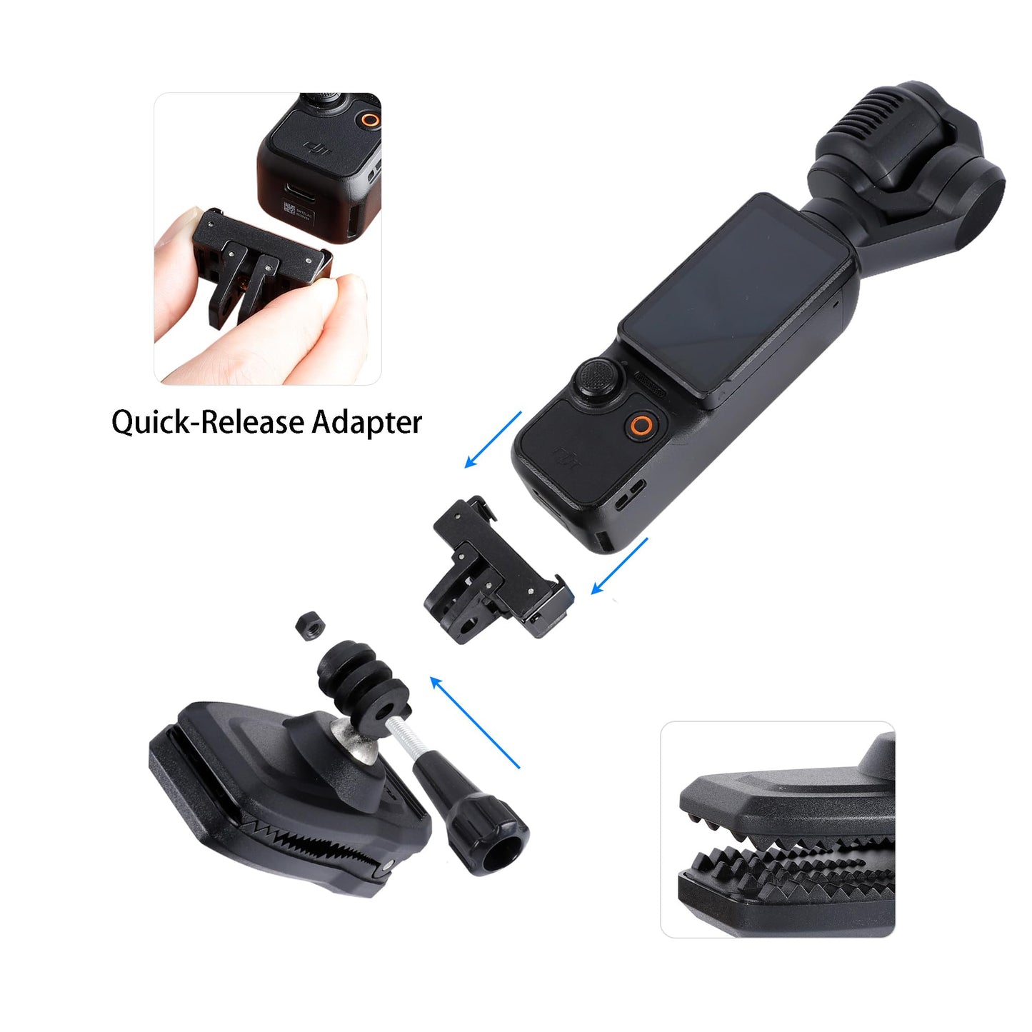 Leenconghui Magnetic Quick Release Backpack Clip Mount for DJI Osmo Pocket 3/Pocket 3-360° Rotation Adjustable Mount with Adapter