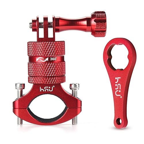 HSU Bike Handlebar Mount for Gopro Hero 13/12/11/10/9/8/7/6/5/4 AKASO Campark Osmo Action 3/4 and Other Action Cameras, 360 Degrees Rotary Motorcycle