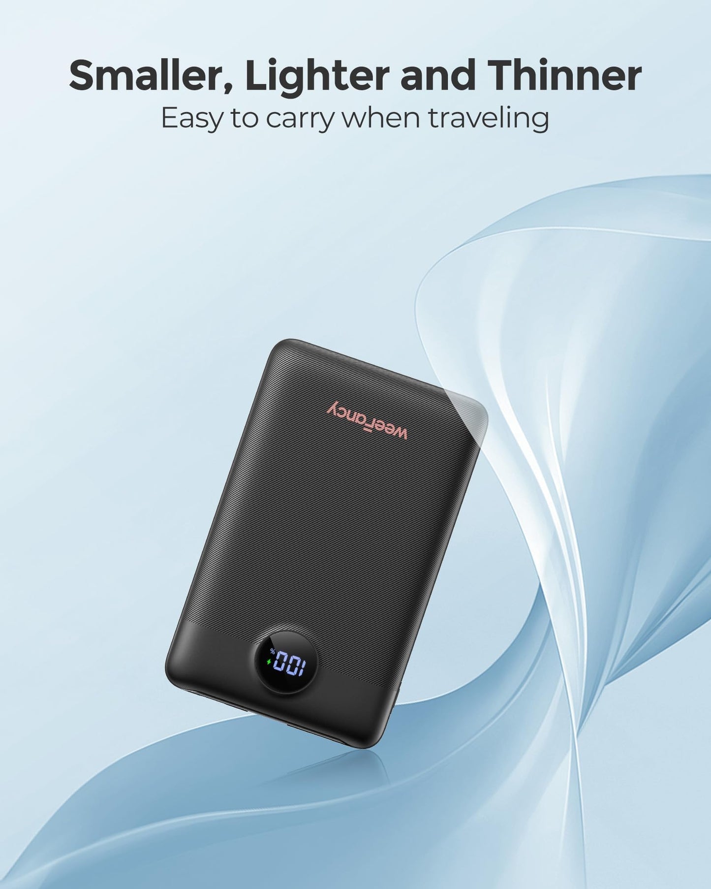 WeeFancy Mini Portable Charger with Built-in Cables-10000mAh 22.5W Fast Charging Power Bank,Smaller USB-C Battery Pack
