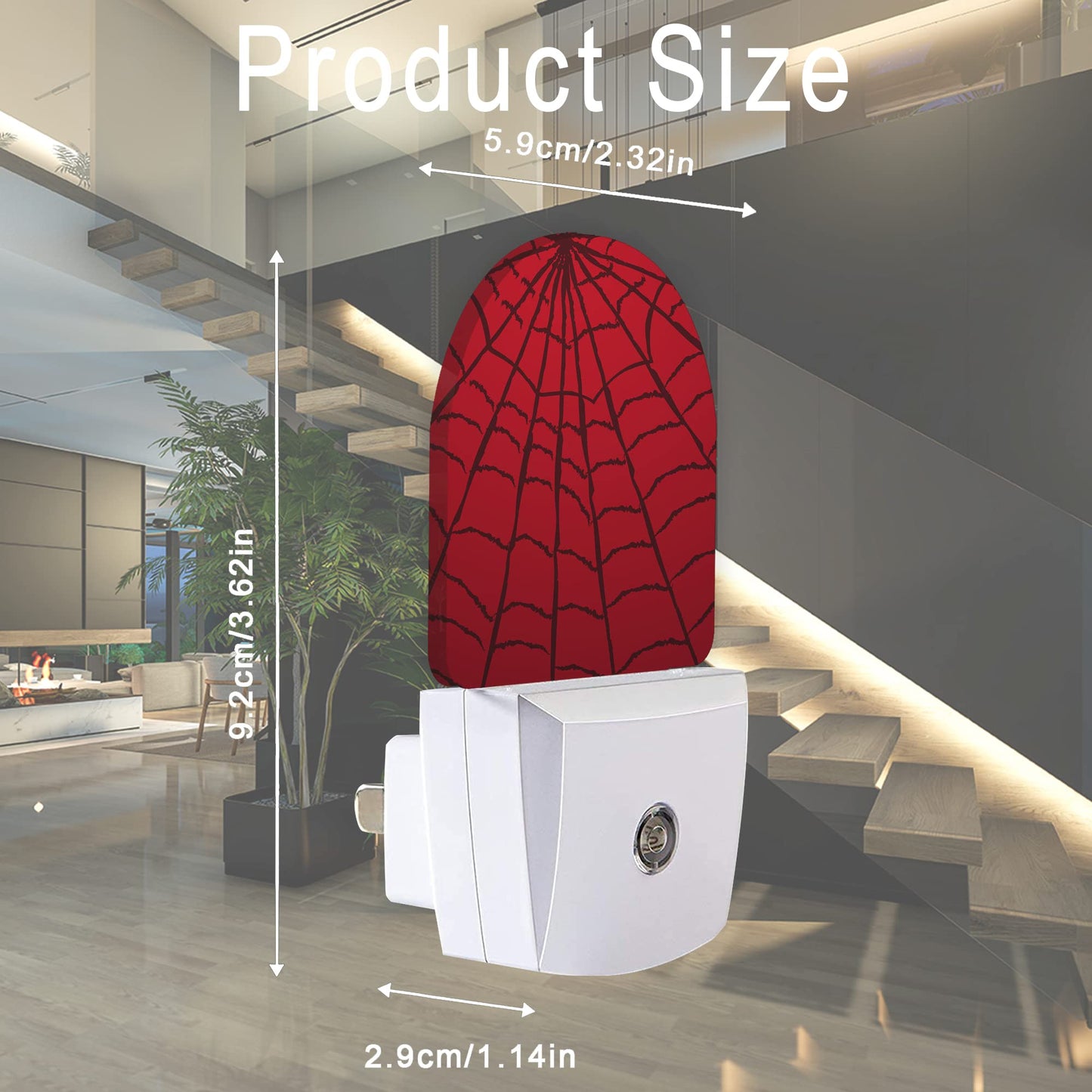 AOWULA Red Spider Web Night Light,Plug-in Wall Led Night Lights Decor for Boys Girls Room,Dusk to Dawn Sensor Wall Lamp