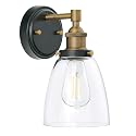 Linea di Liara Fiorentino Black and Gold Wall Sconce Lighting Fixture Farmhouse Bathroom Wall Sconce Bedroom Wall Lighting and Hallway Wall Light