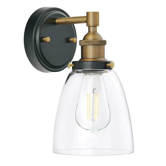 Linea di Liara Fiorentino Black and Gold Wall Sconce Lighting Fixture Farmhouse Bathroom Wall Sconce Bedroom Wall Lighting and Hallway Wall Light