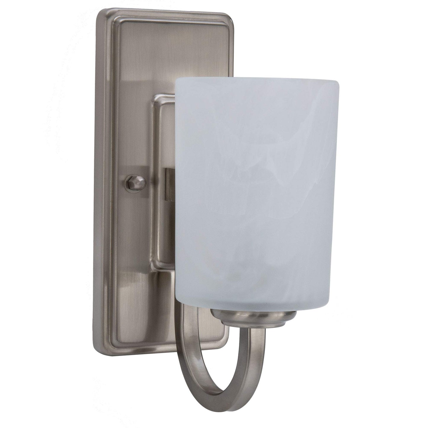 RecPro RV Side Wall Sconce Light | Satin Nickel | Frosted Glass | 110V