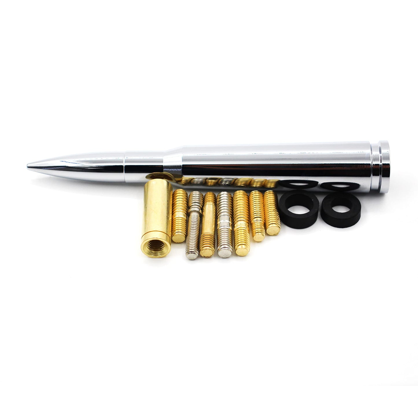 Chrome Stubby Antenna mast 50 Cal Fit for car Track Antenna Delete Replacement, Ford F150 F250 F350 RAM 1500 2500 GMC Denali Chevy Pick-up
