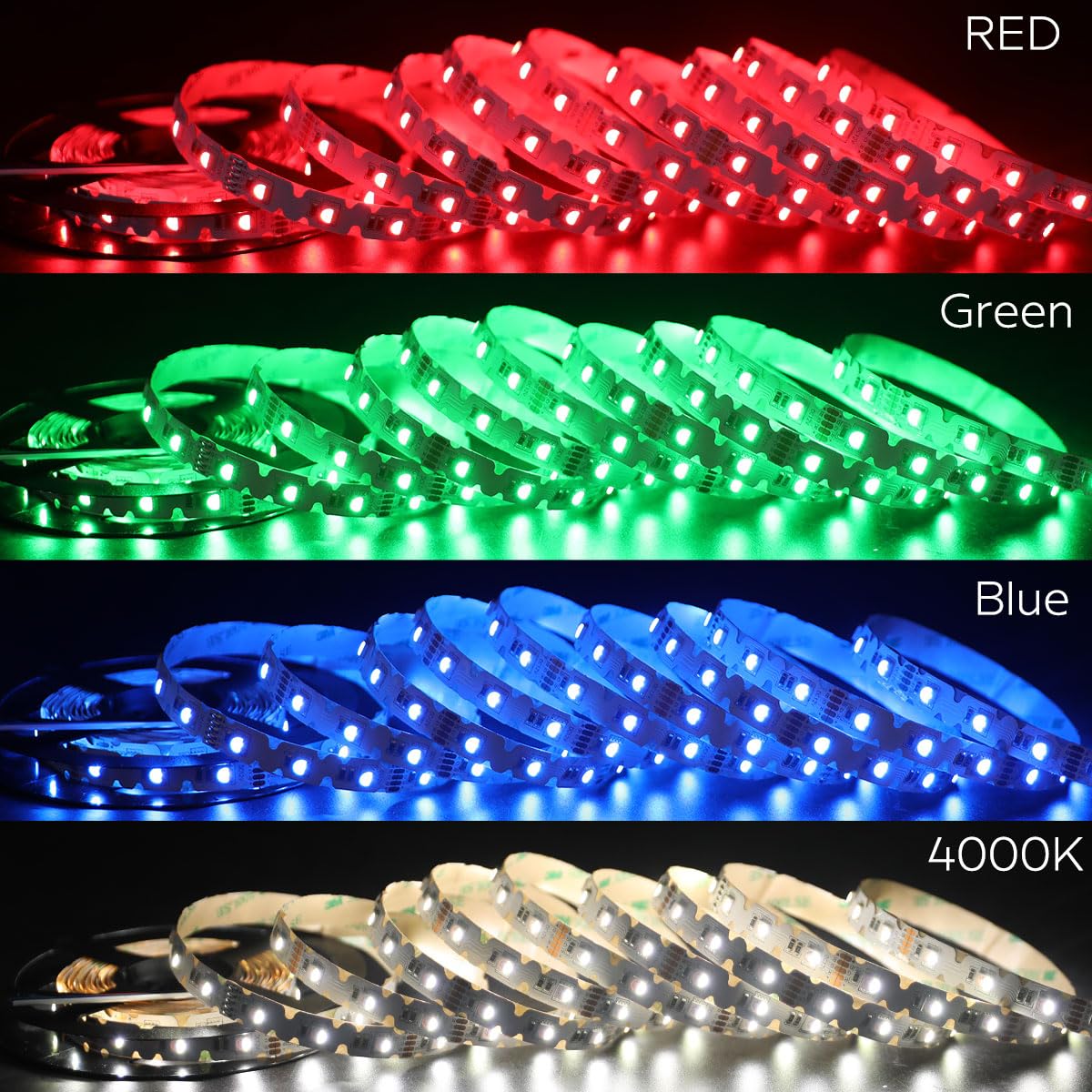 SuperlightingLED 12V RGB+W Zigzag LED Light Strip for Signage, 16.4Ft 240 LEDs 5050 SMD Bright Color-Changing RGB+4000K Flexible S-Shaped Fully