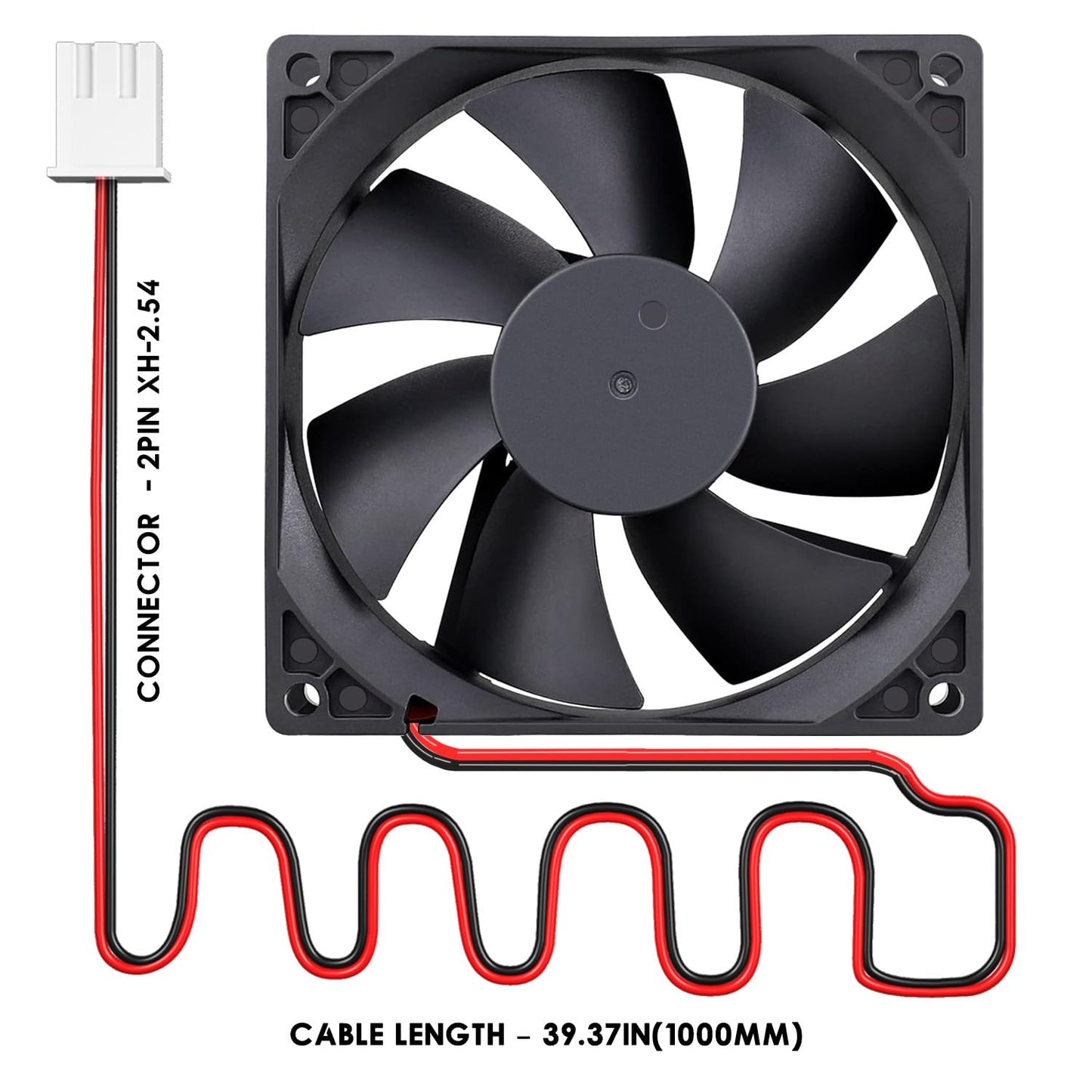 WINSINN DC 90mm Fan 12V 9025 Dual Ball Bearing Brushless Cooling 90x25mm 2PIN