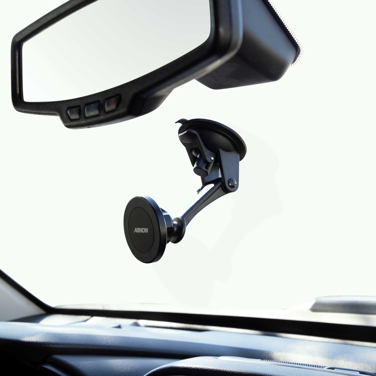 ARKON Mounts Magnetic Phone Mount with Suction Mount, Strong Neodymium Magnets, Suction Mount for Windshields and Dashes, 360° Swivel for Easy