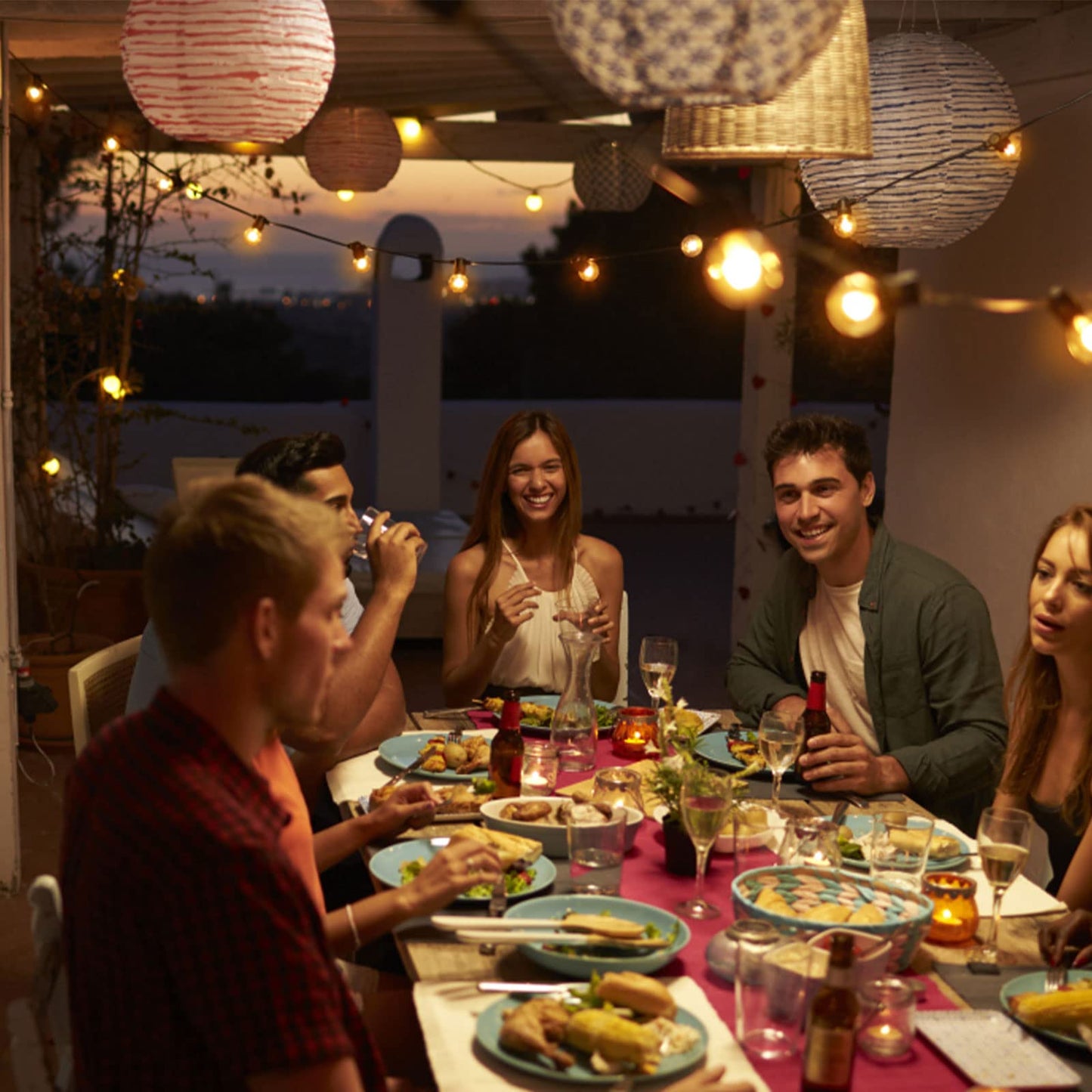 Zuske Outdoor String Lights Waterproof, 100FT LED Patio Lights with 53 Shatterproof G40 Globe Bulb(3 Spare), Connectable Dimmable Outside Hanging
