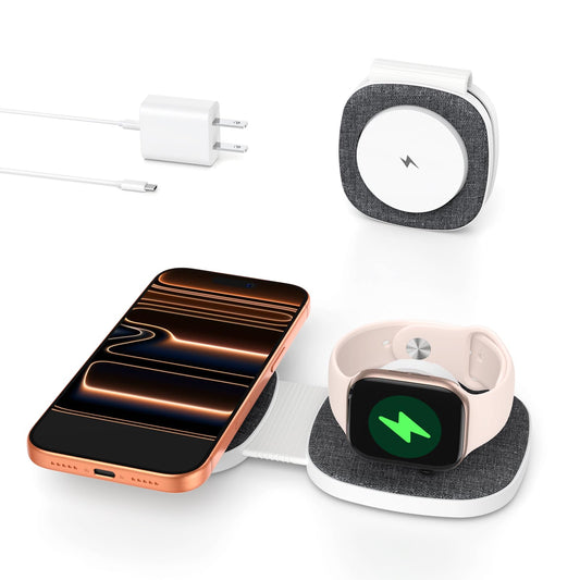 Charging Station for Apple Multiple Devices?2 in 1 Foldable Wireless Charger for Magnetic Wireless Charger Station Travel Charging Pad for Apple