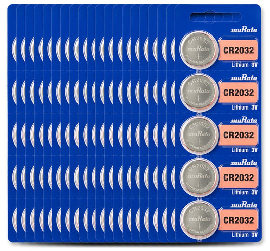 Murata CR2032 Battery DL2032 ECR2032 3V Lithium Coin Cell (100 Batteries)