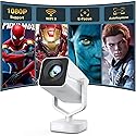 Mini Portable Projector with WiFi 6 and Bluetooth 5.2, 1080P 4K Support, 200 ANSI Lumens, Electric Focus &Auto Keystone 270° Rotatable Movie Wireless