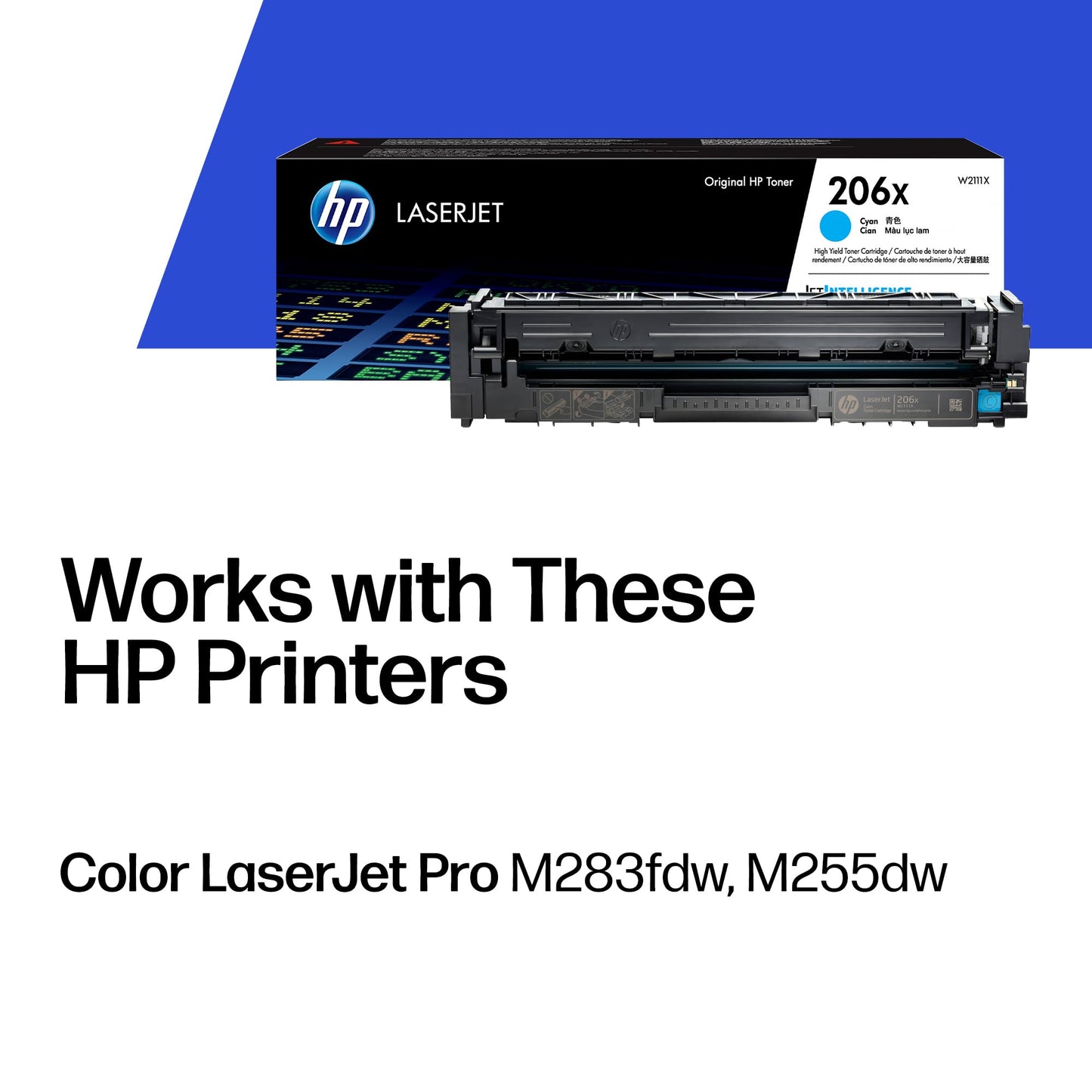 HP 206X Cyan High-Yield Toner Cartridge | Works with Color LaserJet Pro M255, MFP M282, M283 Series | W2111X