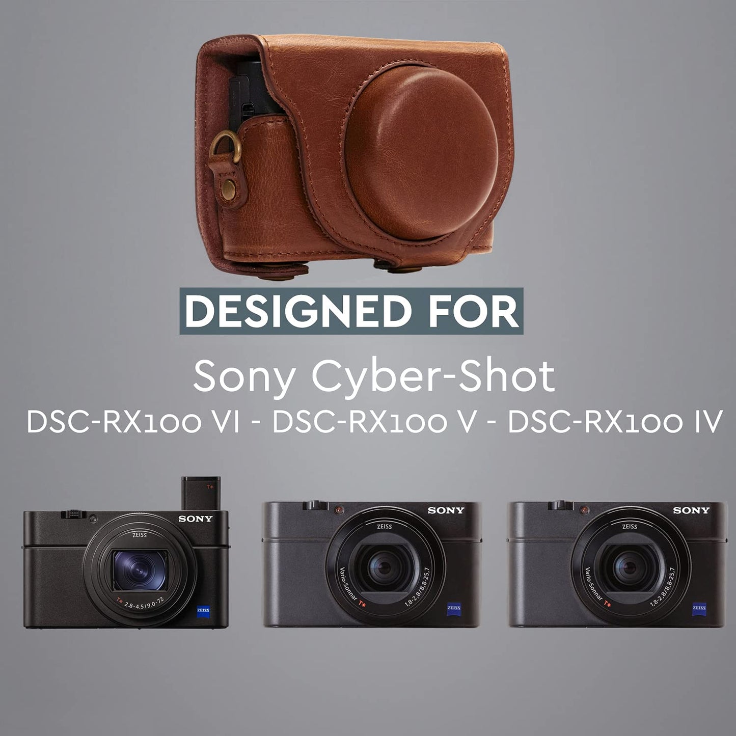 MegaGear MG284 Ever Ready Leather Camera Case Compatible with Sony Cyber-Shot DSC-RX100 VII, DSC-RX100 VI, DSC-RX100 V, DSC-RX100 IV, DSC-RX100 III