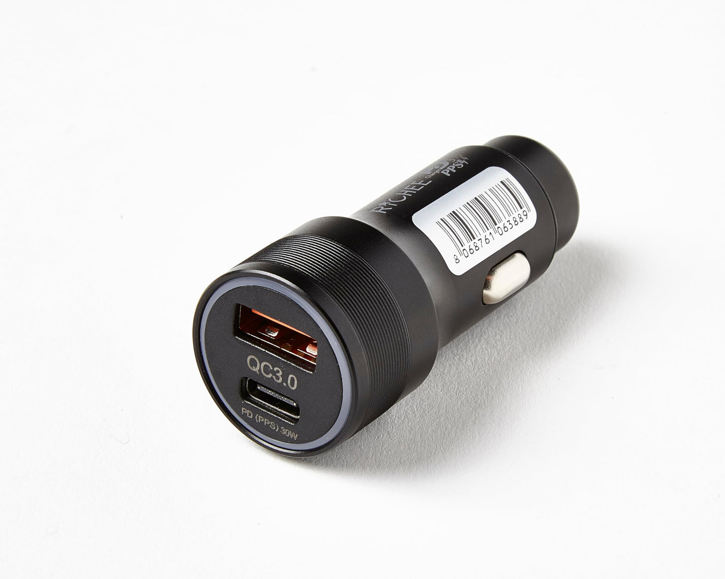 Richee Premium Dual-Port Car Charger FCC Certified 30W with 1 USB C Port & 1 USB A Port Compatible with iPhone 16/15/14/13/12/11/X, iPad, Mac Pro