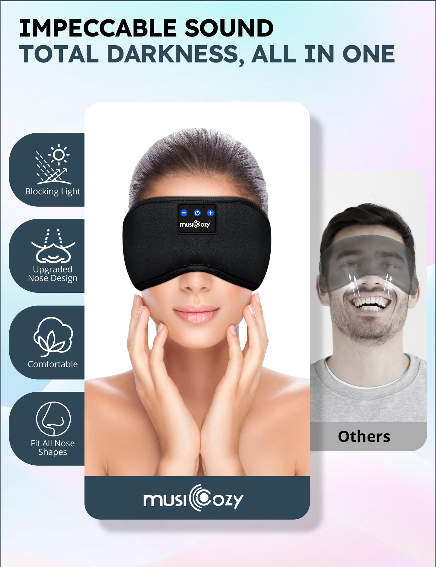 MUSICOZY Sleep Headphones, Bluetooth 5.4 Sleep Mask Headband Headphones Sleeping Eye Mask, Wireless Music Earbuds Earphones with HD Stereo Speakers…