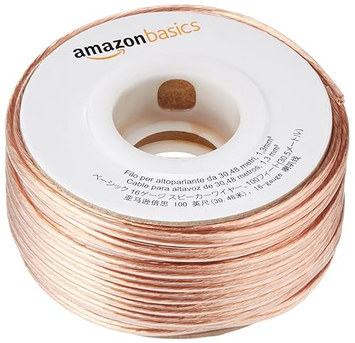 Amazon Basics 16-Gauge Speaker Wire Cable, Polarity Marked, 100 ft, Bronze